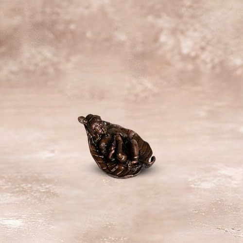 Leaf Krishna Idol 50gm | Pure Copper Krishna Statue | Bal Gopal Idol for Puja | Handmade Krishna on Peepal Leaf | Spiritual Gift | Vastu Decor | Indian Handicraft | Divine Energy