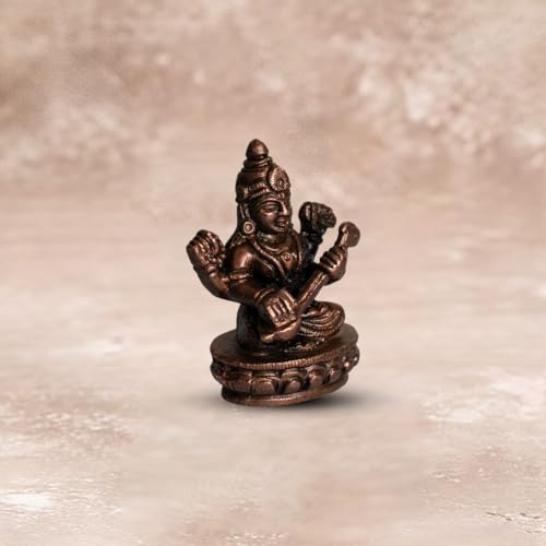 Copper Idols India Saraswati Idol 190gm | Pure Copper Goddess of Wisdom | JW Style Handmade Idol for Puja | Vastu Decor | Knowledge Energy | Indian Handicraft | Spiritual Gift | Temple Decor