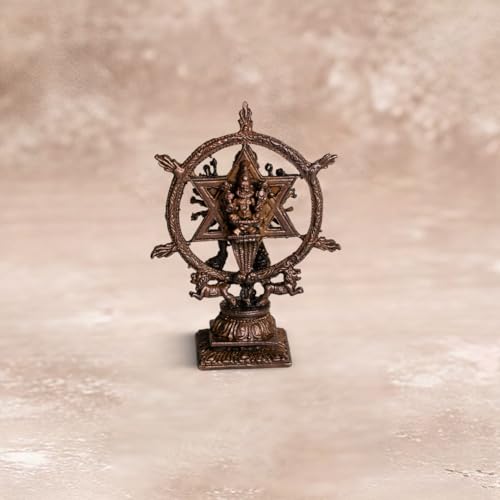Copper Idols India Sudarshan Chakra Idol 145gm | Pure Copper Vishnu Chakra | Handmade Chakra Symbol for Puja | Vastu Protection Decor | Indian Handicraft | Spiritual Gift | Sacred Geometry