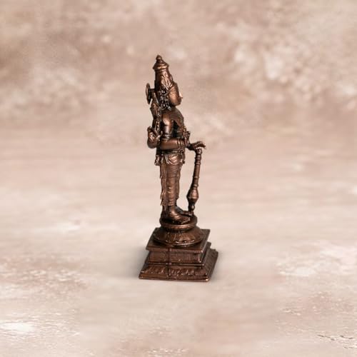 Copper Idols India South Vishnu Idol 275gm | Pure Copper Vishnu Statue | Handmade Temple Idol | South Indian Style | Spiritual Decor | Vastu Energy | Indian Handicraft | Divine Gift