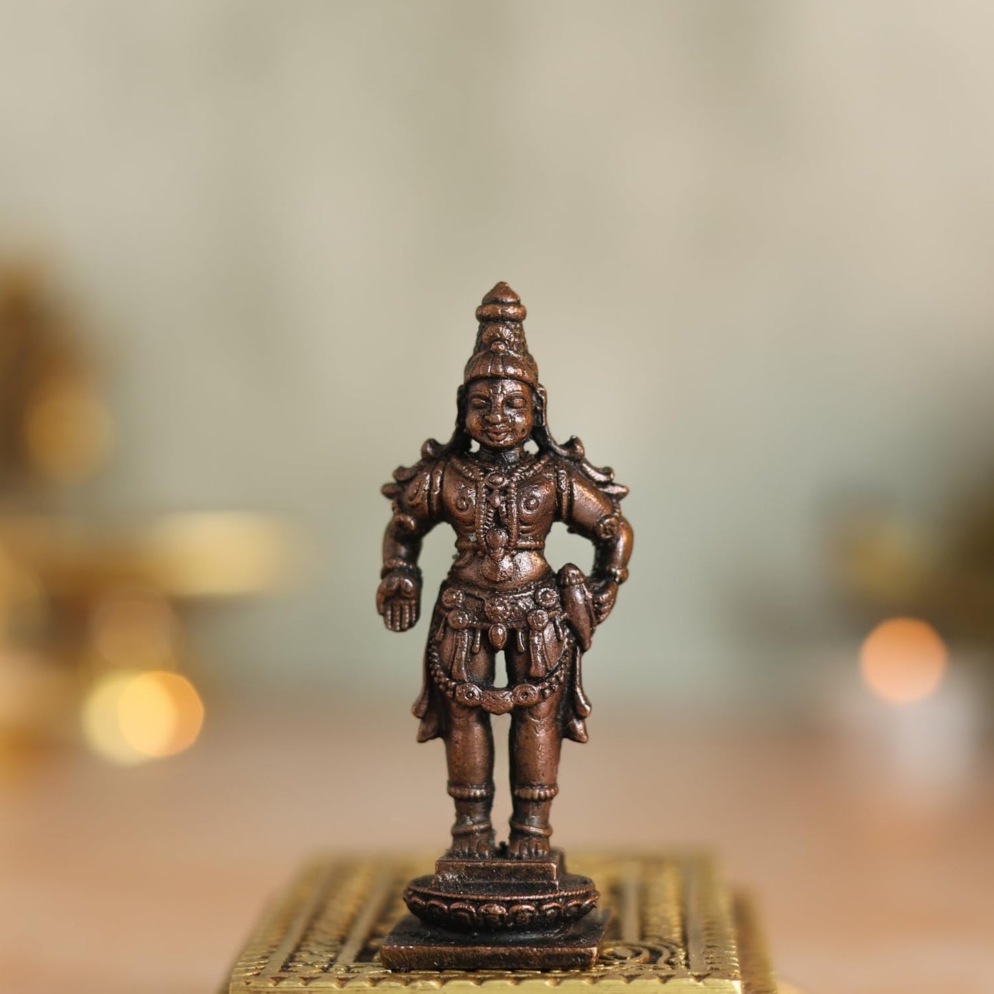 Copper Idols Lord Vishnu Idol | Antique Brass Finish Narayana Murti for Puja Mandir, Home & Office Decor | Spiritual Gift for Festivals, Housewarming & Devotees