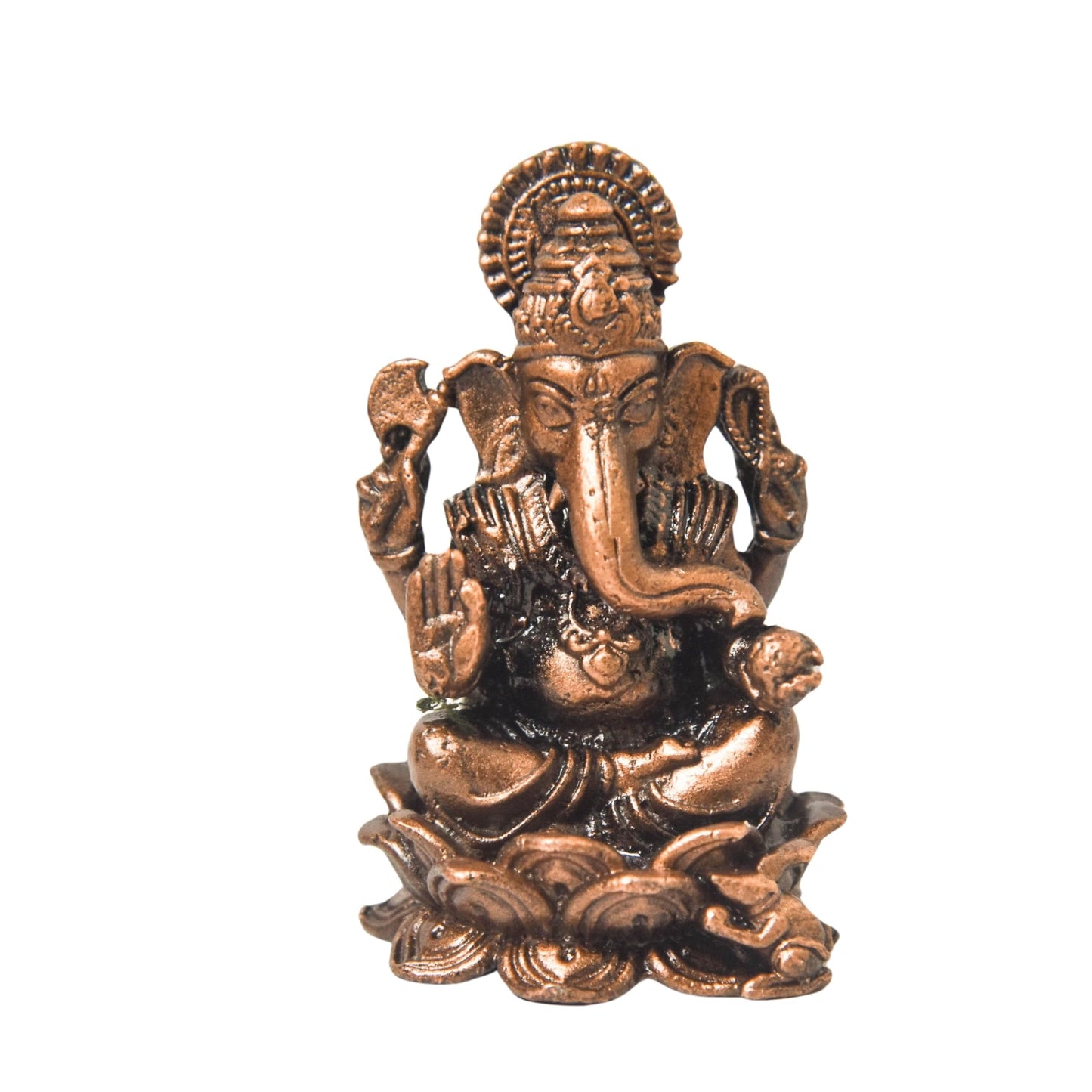 Copper Idols India - By Bhimonee Decor – 1.75-Inch Handmade Copper Ganesha Idol with Patina Antique Finish