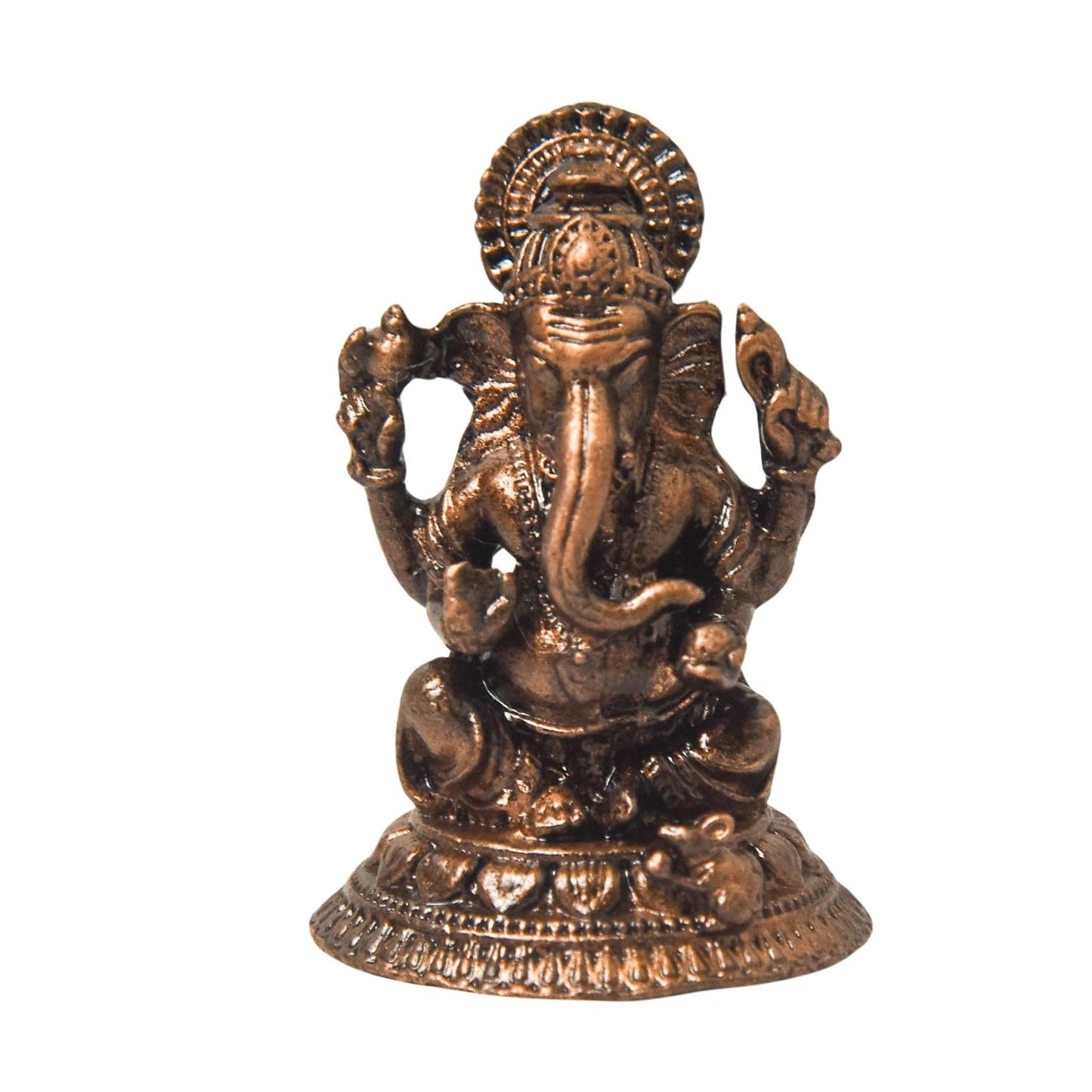 Copper Idols India | Handmade Copper Ganesha Idol | 1.2 Inch, 15 Grams | Patina Antique Finish | Auspicious Pooja & Home Decor | by Bhimonee Decor