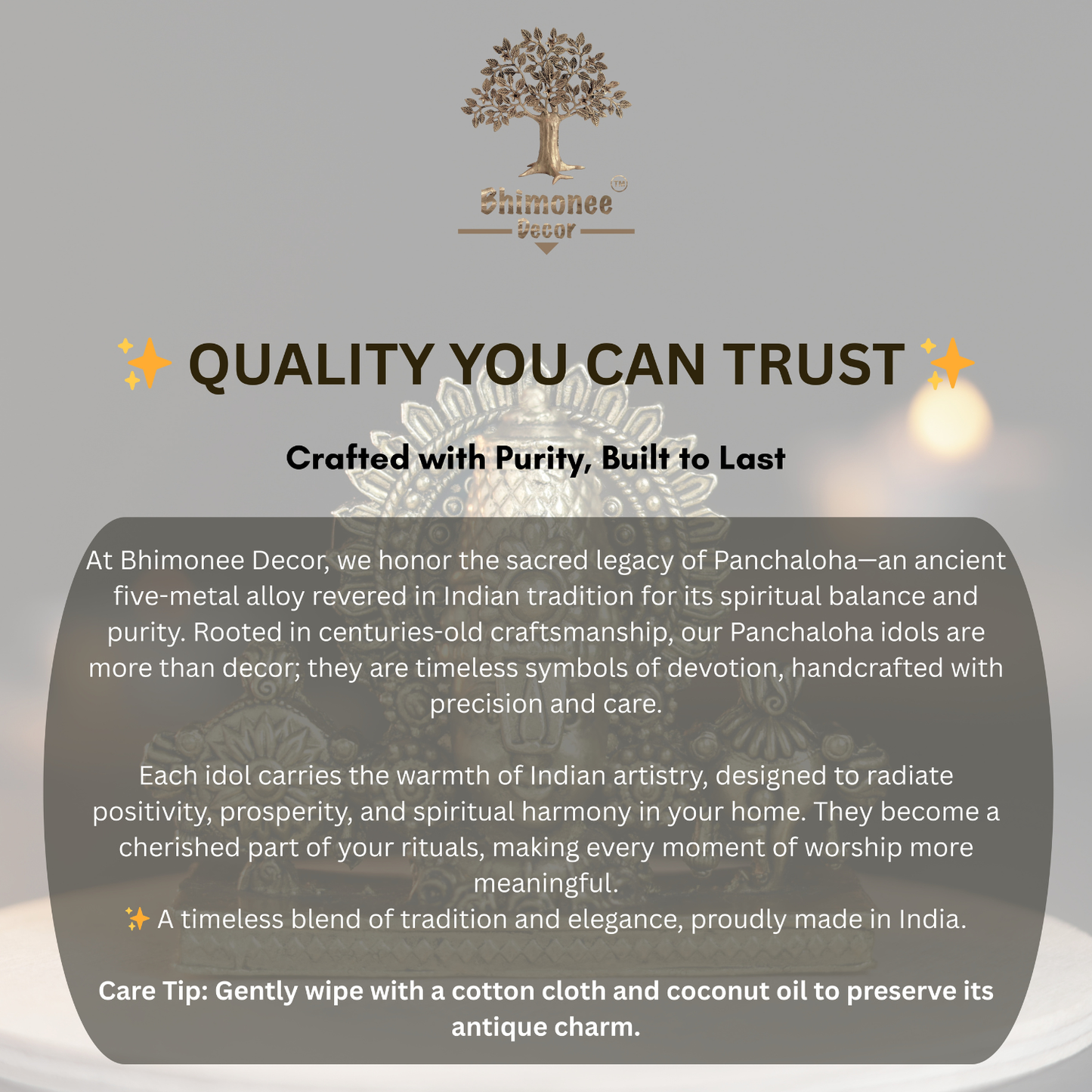 Bhimonee Decor 150 gm Balaji Face Panchloha Idol | Size 5 × 6 × 2.5 CM | Handcrafted Tirupati Balaji Divine Face for Home & Temple Décor