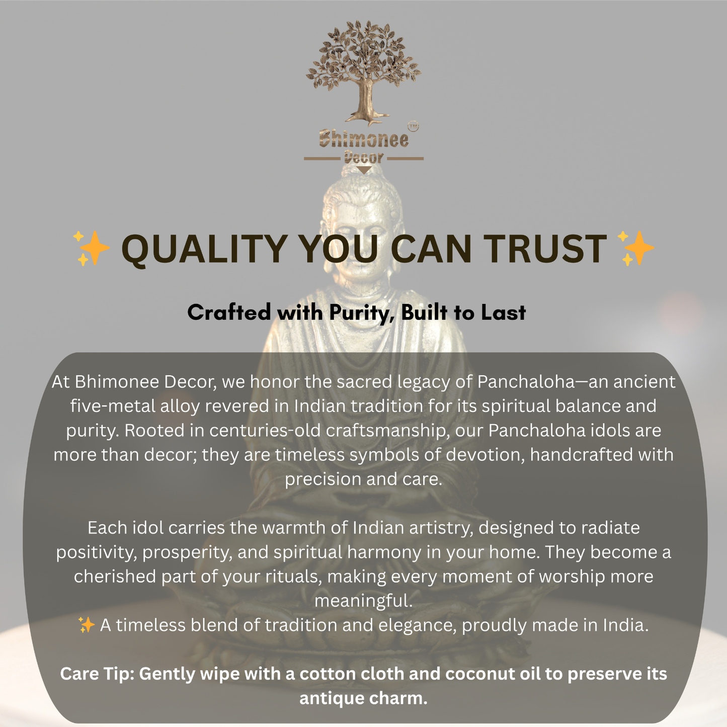 Bhimonee Decor Budda Panchloha Idol 6 cm Height | Solid Panchaloha Meditation Statue for Home Décor, Pooja, Office & Gifting