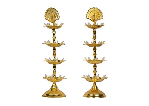 Pure Brass 4 Step Electric Gold Bulb Lights Diya India