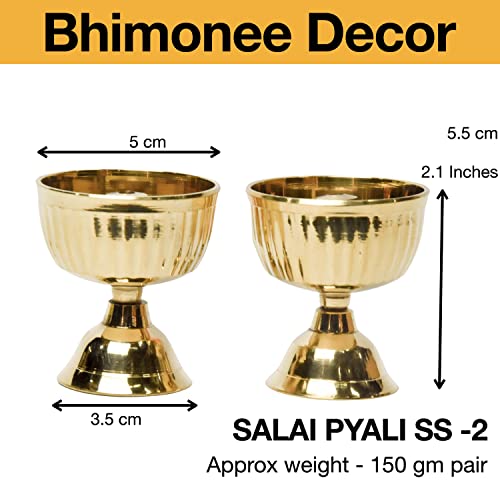 Bhimonee Decor Pure Brass Salai Pyali Deep, Deepak, Diya for Pooja Purposes, 2.1 Inches, 150 gm