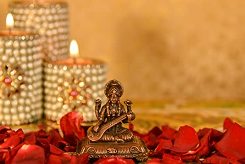 Copper Handmade Saraswati Sitting Idol