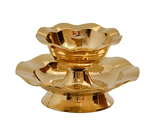 Brass Nanda Akhand Jyoth Table Diya, 2.3 inches,Pack of 1