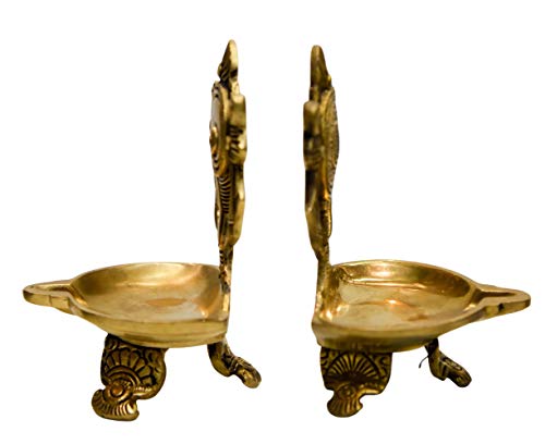 Printology Pure Brass Shanku Chakra Table Diya for Pooja