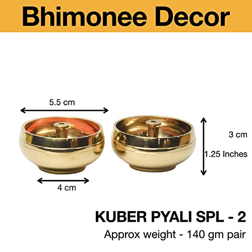 Pure Brass Kuber Pyali Diya, 1.25 Inches, 140 gm