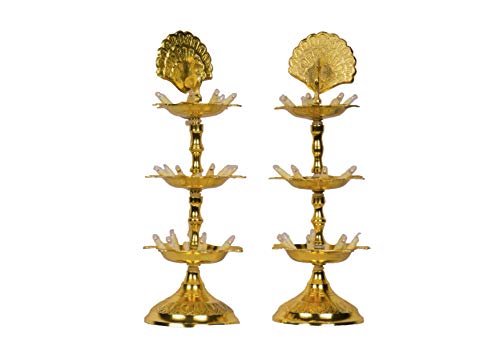 Pure Brass 3 Step Electric Gold Bulb Lights Diya India