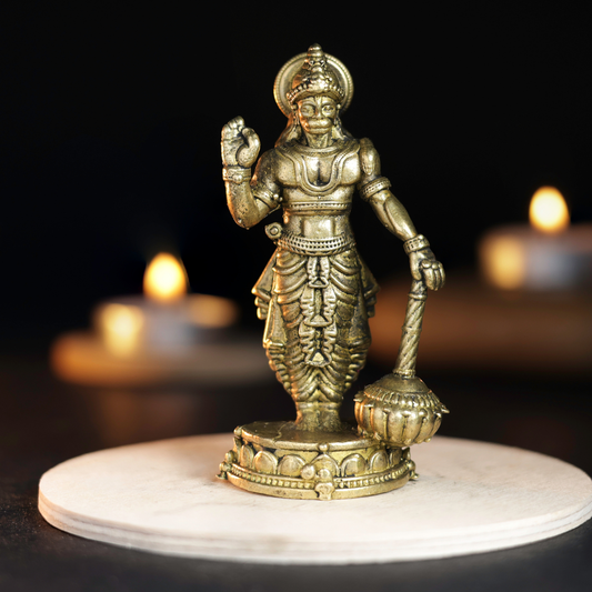 Bhimonee Decor | Body Builder Hanuman Panchloha Idol | Size 8 cm | Approx 150 Gram | Handmade Hindu Religious Statue for Home Temple and Pooja