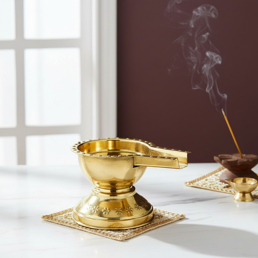 Brass Som Sutra Stand | 20 cm (7.5 Inch), 380 gm Traditional Handcrafted Brass Abhishekam Stand for Shivling & Pooja