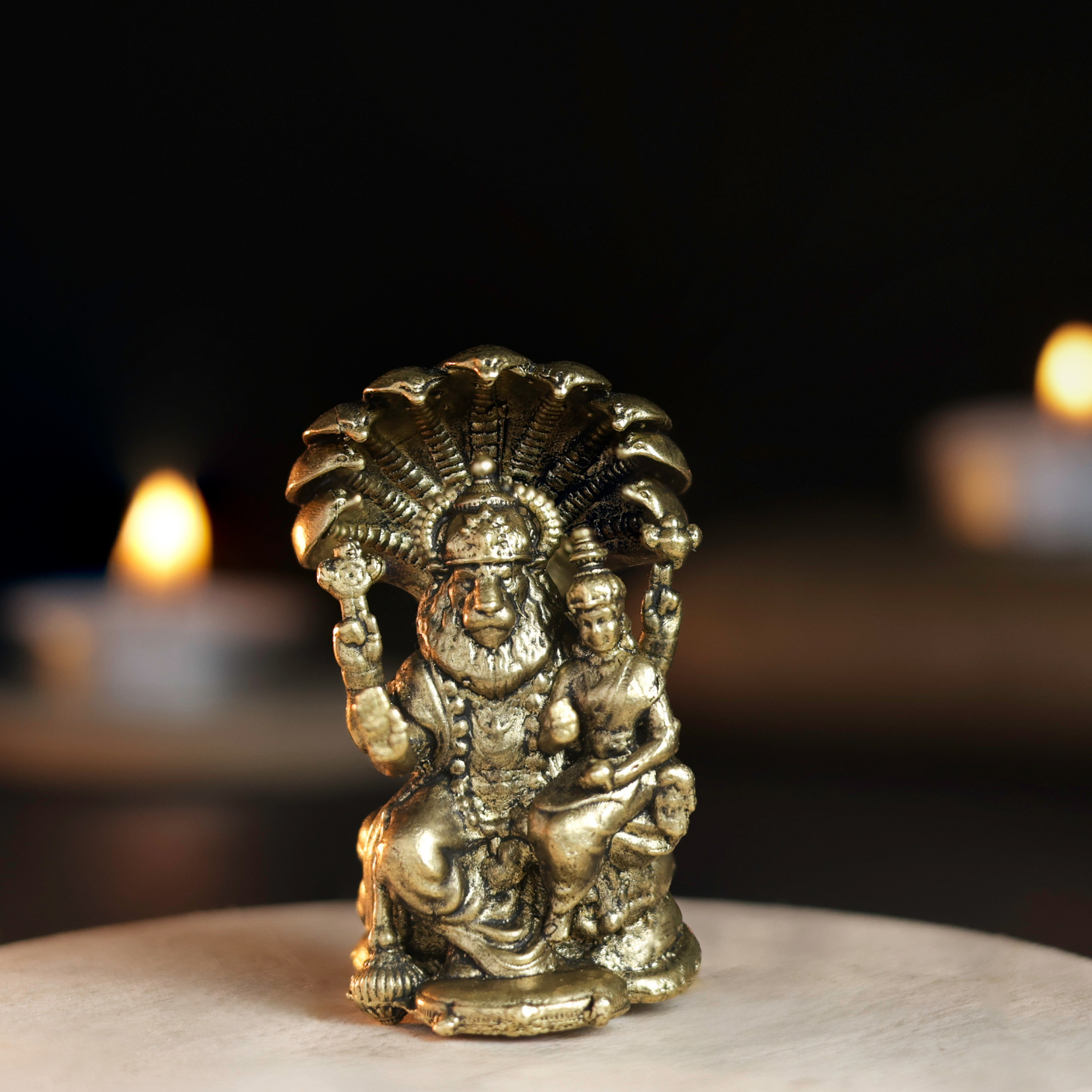 Bhimonee Decor 70 gm Lakshmi Narasimha Panchloha Idol | Size 5 × 3 × 3 CM | Handcrafted Divine Form for Home & Temple Décor