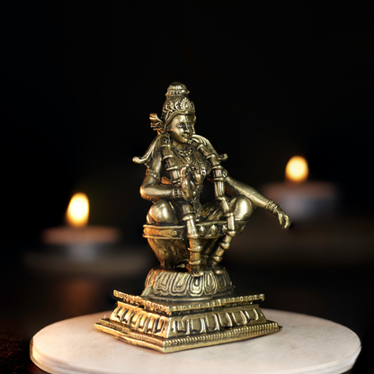 Bhimonee Decor 260 gm Ayyappa Panchloha Idol 8 cm Height | Solid Panchaloha God Statue for Home Pooja, Temple, Office & Gifting
