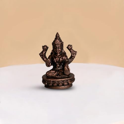 Copper Idols India Laxmi Idol 175gm | Pure Copper Goddess Lakshmi | JW Style Handmade Idol for Puja | Wealth Prosperity Symbol | Vastu Decor | Indian Handicraft | Spiritual Gift | Divine Energy