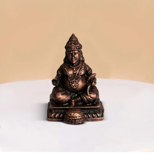 Copper Idols India Kubera Idol 320gm | Pure Copper BS Guber Statue | Handmade Wealth God Idol | Vastu Decor | Prosperity Energy | Indian Handicraft | Temple Murti | Auspicious Gift