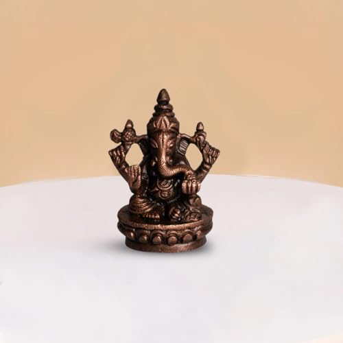 Copper Idols India Ganesh Idol 200gm | Pure Copper Ganesha Statue | JW Style Handmade Idol for Puja | Vastu Decor | Remover of Obstacles | Indian Handicraft | Spiritual Gift | Auspicious Energy