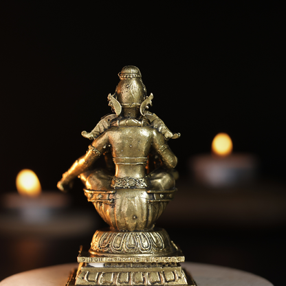 Bhimonee Decor 260 gm Ayyappa Panchloha Idol 8 cm Height | Solid Panchaloha God Statue for Home Pooja, Temple, Office & Gifting