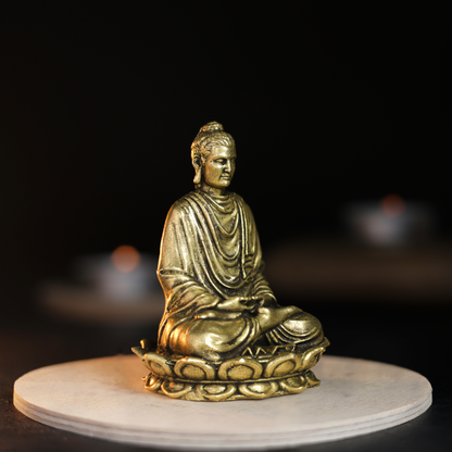 Bhimonee Decor Budda Panchloha Idol 6 cm Height | Solid Panchaloha Meditation Statue for Home Décor, Pooja, Office & Gifting
