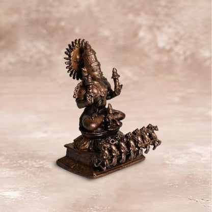Copper Idols India | 520gm Surya Big Size Idol in Pure Copper | Hindu God Surya Statue for Pooja Mandir | Traditional Home Temple Décor and Gifting