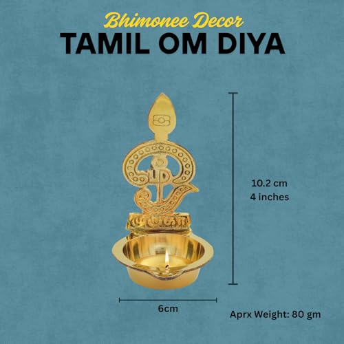 Bhimonee Decor Brass Murugan Vel Pooja Diya | Traditional Kartikeya Oil Lamp for Temple, Mandir & Festivals | Handcrafted Golden Finish