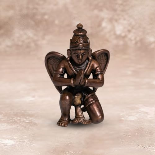 Copper Idols India | 330gm Leg Down Garuda Idol in Pure Copper | Hindu God Statue for Pooja Mandir | Traditional Temple Décor and Gifting