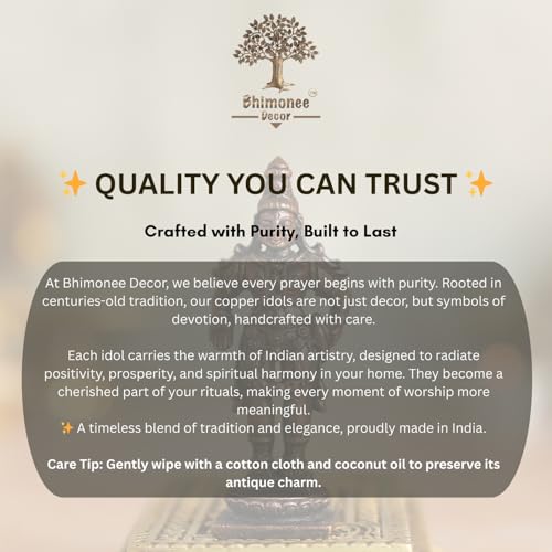 Bhimonee Decor Lord Vishnu Idol | Antique Brass Finish Narayana Murti for Puja Mandir, Home & Office Decor | Spiritual Gift for Festivals, Housewarming & Devotees