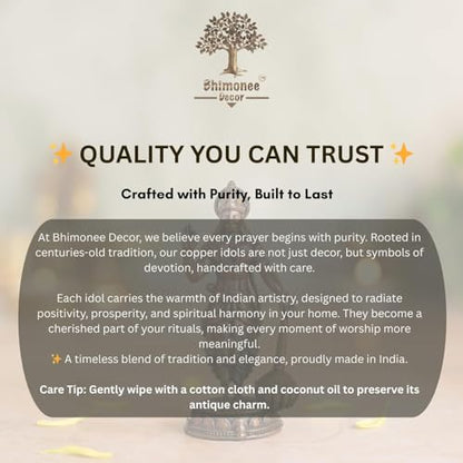 Copper Idols Lord Hanuman Idol | Antique Brass Finish Pavanputra Murti with Gada | Bajrangbali Statue for Puja Mandir, Home & Office Decor | Spiritual Gift for Devotees