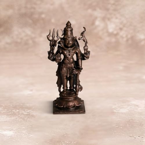 Copper Idols India | 375gm Standing Shiva Idol in Pure Copper | Hindu God Statue for Pooja Mandir | Traditional Temple Décor and Gifting