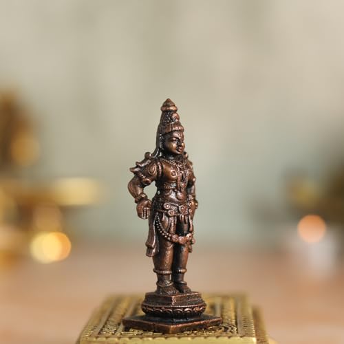 Bhimonee Decor Lord Vishnu Idol | Antique Brass Finish Narayana Murti for Puja Mandir, Home & Office Decor | Spiritual Gift for Festivals, Housewarming & Devotees