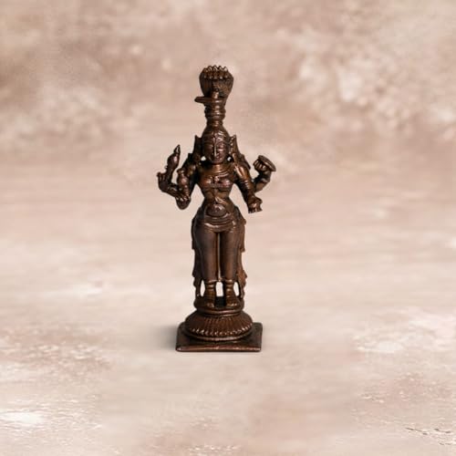 Copper Idols India Standing Mari Amma Idol 90gm | Pure Copper Mariamman | South Indian Devi for Puja | Handmade Goddess Idol | Vastu Decor | Divine Energy | Indian Handicraft | Spiritual Gift