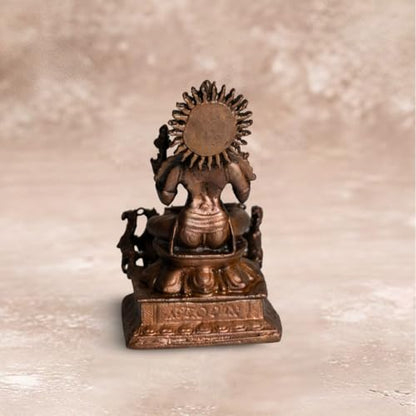 Copper Idols India | 520gm Surya Big Size Idol in Pure Copper | Hindu God Surya Statue for Pooja Mandir | Traditional Home Temple Décor and Gifting