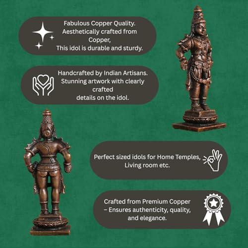 Bhimonee Decor Lord Vishnu Idol | Antique Brass Finish Narayana Murti for Puja Mandir, Home & Office Decor | Spiritual Gift for Festivals, Housewarming & Devotees