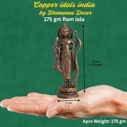 Copper Idols Lord Rama Idol | Antique Brass Finish Ram Murti with Bow & Arrow | Ram Lalla Statue for Puja Mandir, Home & Office Decor | Auspicious Gift for Devotees & Festivals