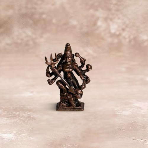 Copper Idols India Mahisha Surya Idol 58gm | Pure Copper Surya Statue | Mahishasura Mardini Inspired Idol | Handmade Sun God Murti | Vastu Decor | Spiritual Gift | Indian Handicraft | Divine Energy
