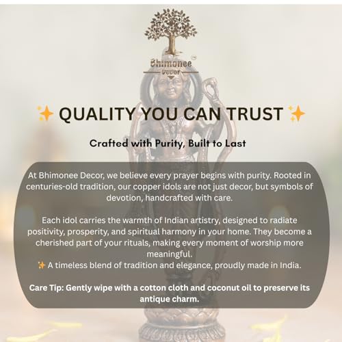 Bhimonee Decor Lord Rama Idol | Antique Brass Finish Ram Murti with Bow & Arrow | Ram Lalla Statue for Puja Mandir, Home & Office Decor | Auspicious Gift for Devotees & Festivals