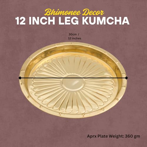 Bhimonee Decor Brass Puja Thali | Traditional Gold Polish Pooja Thali for Aarti, Mandir, and Festival Rituals | Classic Devotional Accessory for Home & Temple