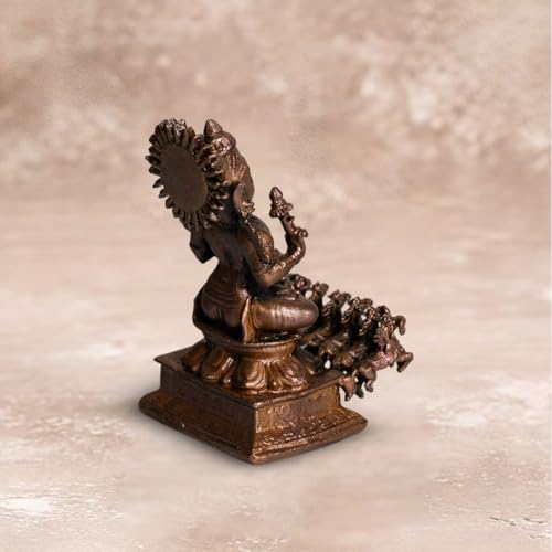 Copper Idols India | 520gm Surya Big Size Idol in Pure Copper | Hindu God Surya Statue for Pooja Mandir | Traditional Home Temple Décor and Gifting