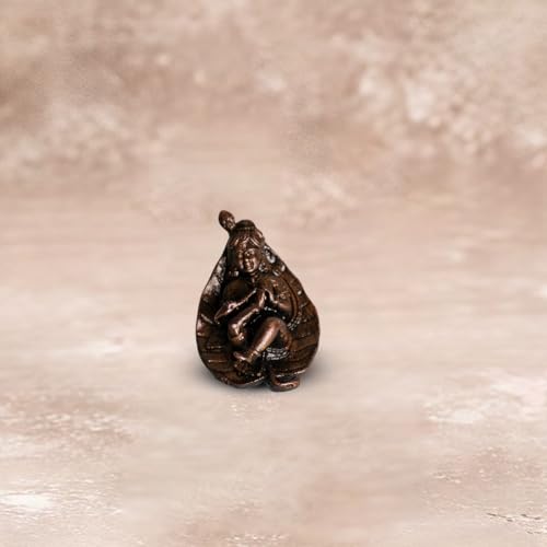 Leaf Krishna Idol 50gm | Pure Copper Krishna Statue | Bal Gopal Idol for Puja | Handmade Krishna on Peepal Leaf | Spiritual Gift | Vastu Decor | Indian Handicraft | Divine Energy