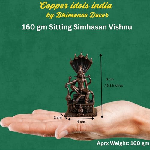 Copper Idols Nataraja Shiva Statue Sitting on Snake with Sheshnaag | Brass Finish