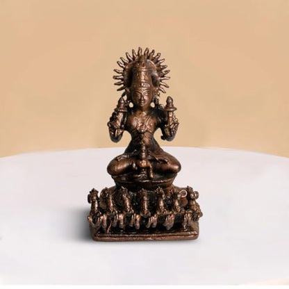 Copper Idols India | 520gm Surya Big Size Idol in Pure Copper | Hindu God Surya Statue for Pooja Mandir | Traditional Home Temple Décor and Gifting