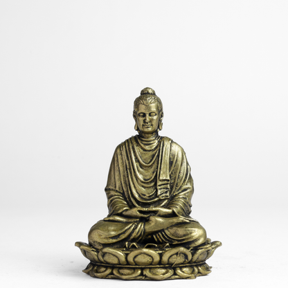 Bhimonee Decor Budda Panchloha Idol 6 cm Height | Solid Panchaloha Meditation Statue for Home Décor, Pooja, Office & Gifting