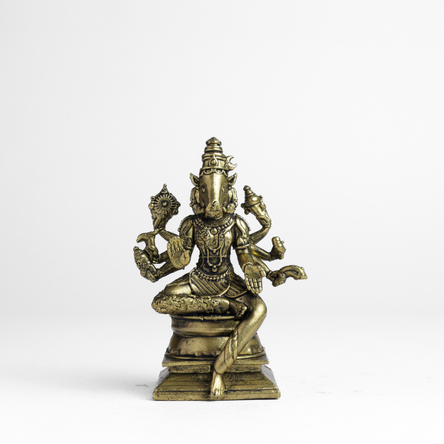 Bhimone Decors | Varahi Amman Panchaloha Idol | Handcrafted Mini Brass Finish | 7 cm Hindu Goddess idol