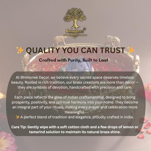 Bhimonee Decor Elephant Carving Urali Bowl 10" | 1180 gm Decorative Brass Bowl & Platter | Home Decor, Pooja & Gifting | Brass | Gold