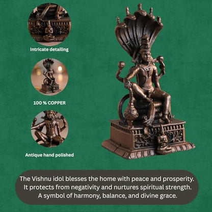 Copper Idols Nataraja Shiva Statue Sitting on Snake with Sheshnaag | Brass Finish