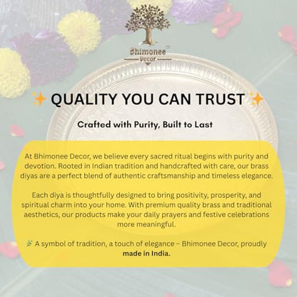 Bhimonee Decor Designer Brass Puja Thali | Premium Gold Polish Pooja Thali with Floral Engraving | Traditional Mandir Accessory for Aarti, Rituals & Festivals