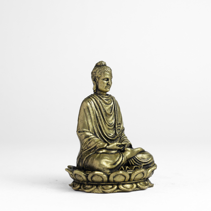 Bhimonee Decor Budda Panchloha Idol 6 cm Height | Solid Panchaloha Meditation Statue for Home Décor, Pooja, Office & Gifting
