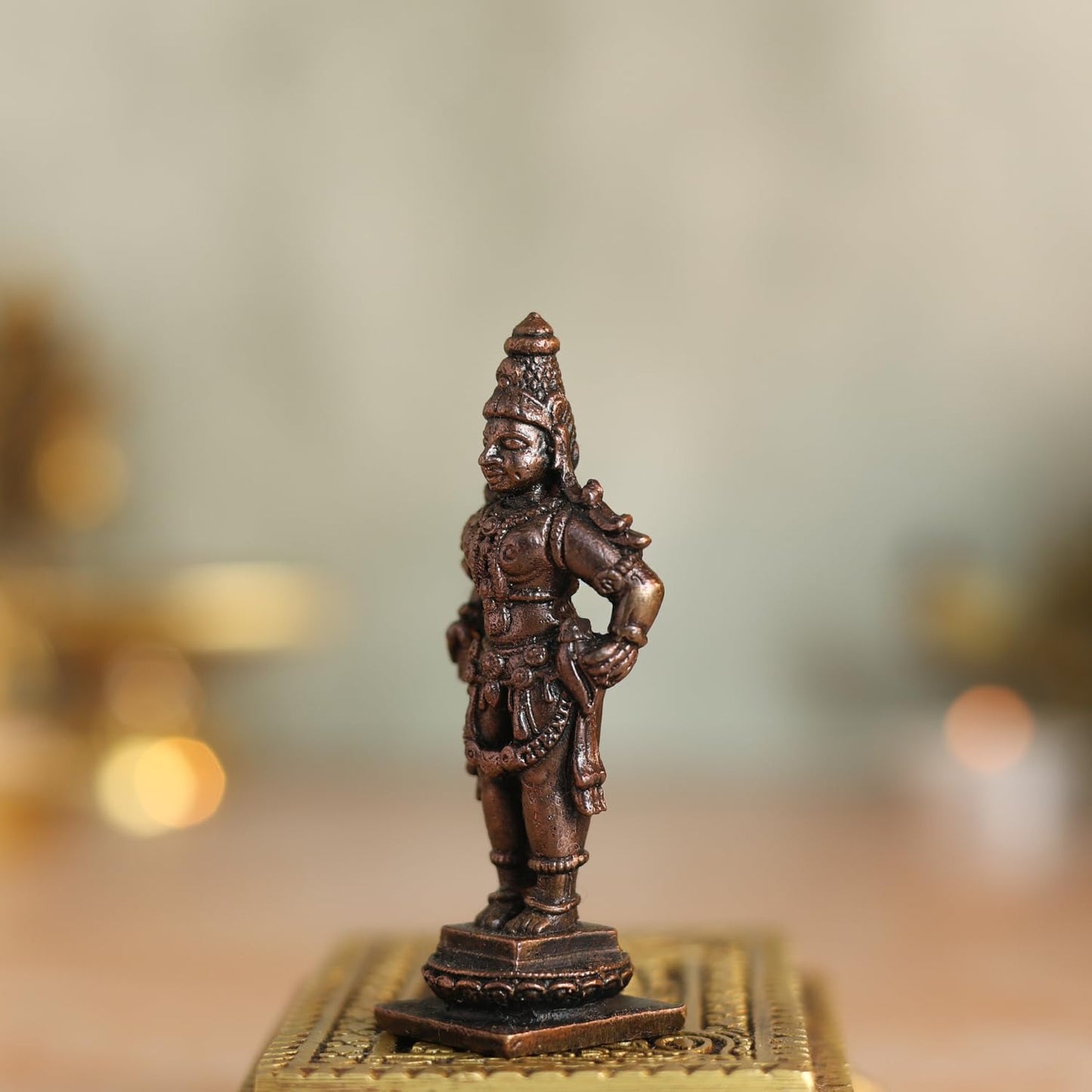 Copper Idols Lord Vishnu Idol | Antique Brass Finish Narayana Murti for Puja Mandir, Home & Office Decor | Spiritual Gift for Festivals, Housewarming & Devotees